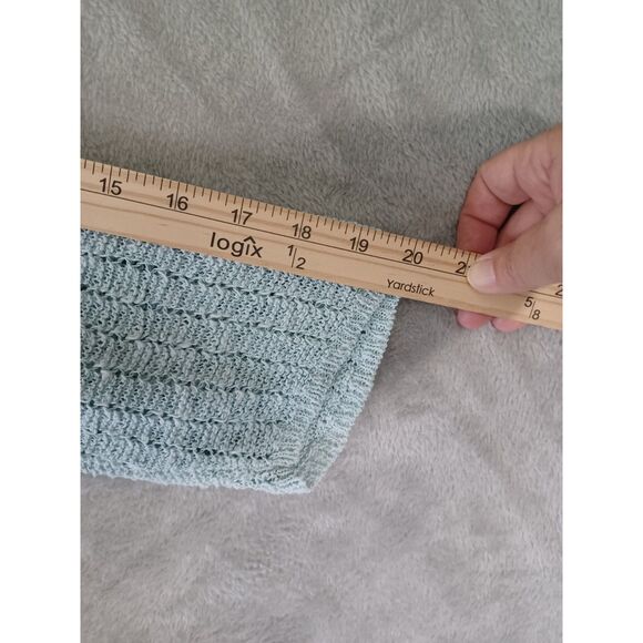 J Jill Sweater Open Knit Aqua 3/4 Sleeve Coastal Casual Beachy Textured Crochet - Picture 8 of 11